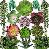 DECOROUS Artificial Succulents Plants Unpotted -14 Pack– Large Fake Succulent Plant Indoor Outdoors – Realistic Faux Cactus Suculentas Bulk for Home DIY Décor – Small Desert Plastic Cacti Succulants