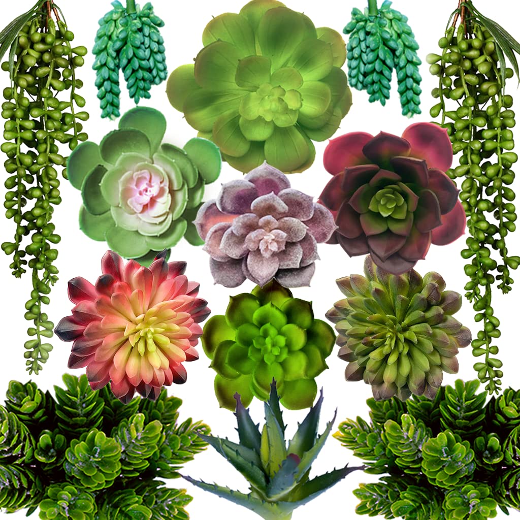 Photo 1 of DECOROUS Artificial Succulents Plants Unpotted -14 Pack– Large Fake Succulent Plant Indoor Outdoors – Realistic Faux Cactus Suculentas Bulk for Home DIY Décor – Small Desert Plastic Cacti Succulants