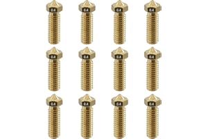 TIEXYE 12Pcs Volcano Nozzles 0.4mm, Vyper Nozzles M6 Thread Hotend Extruder Volcano Nozzle Compatible for Artillery Genius, Sidewinder X1, X2, Anycubic Vyper, Anycubic Kobra Plus, Kobra Max 1.75mm Filament,