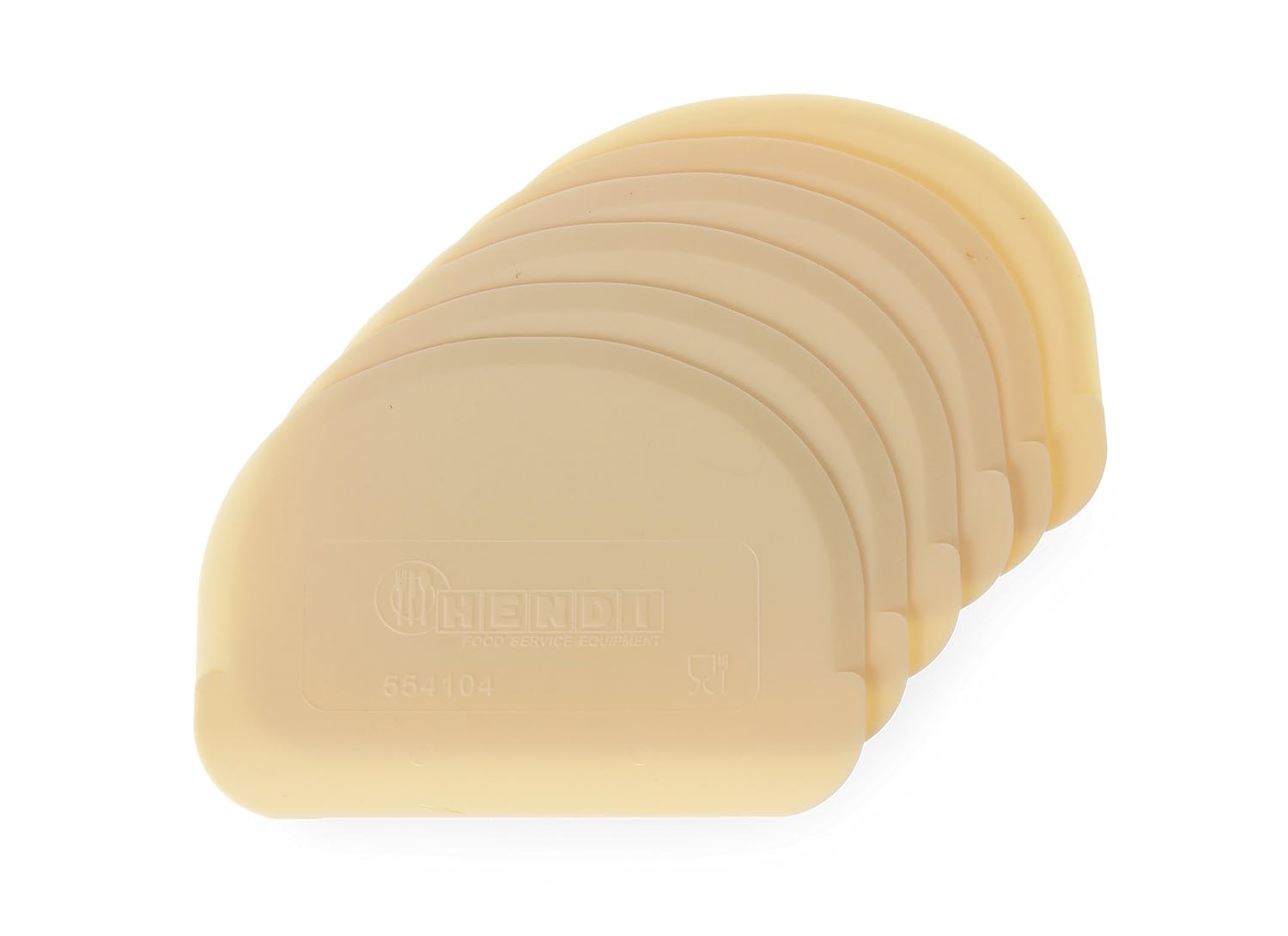 Hendi Teigschaber, Halbrund, flexibel, Teigschaberkarte, Teigspachtel, Teigschneider, Geschirrspülmaschinengeeignet, 6 Stück, 120x88mm, Polypropylen, 554166