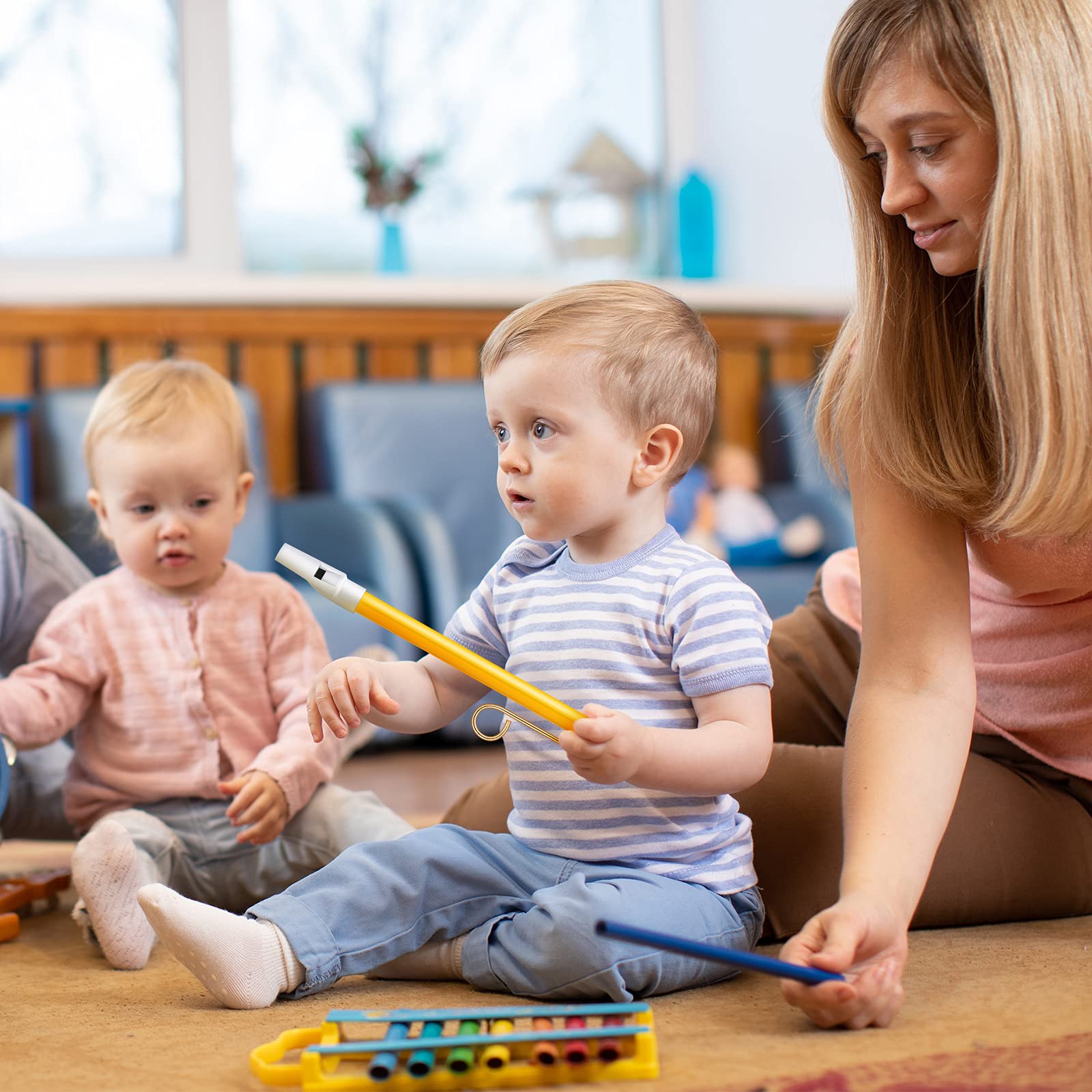 Boao 2 Pcs Slide Whistle Musical Instrument Sliding Whistle Slide for Parent-Games Party Favors, Yellow and Red