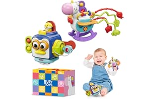 OSIMILY Montessori Toys for 1 Year Old & Toddler Toys, Travel Activities Busy Board Cube, Pull String Sensory Toys, Motor Skills Toys,Baby Gifts for 12 18 Month, Educational Learning Toys 2PCS