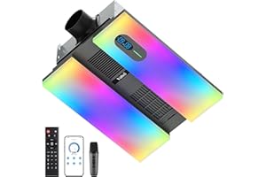 VallisCo Bathroom Exhaust Fan with Heater, Light, Bluetooth Speaker, Odor & Humidity Sensors, 230 CFM Quiet Ceiling Fan with 3 Dynamic RGB Lighting, 3CCT - Remote App Control - Compatible with Alexa