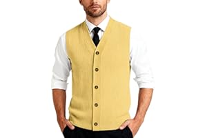 Men’S Button Down Sweater Vest Lightweight Knitted Cotton V-Neck Sleeveless Cardigans Business Casual Big And Tall