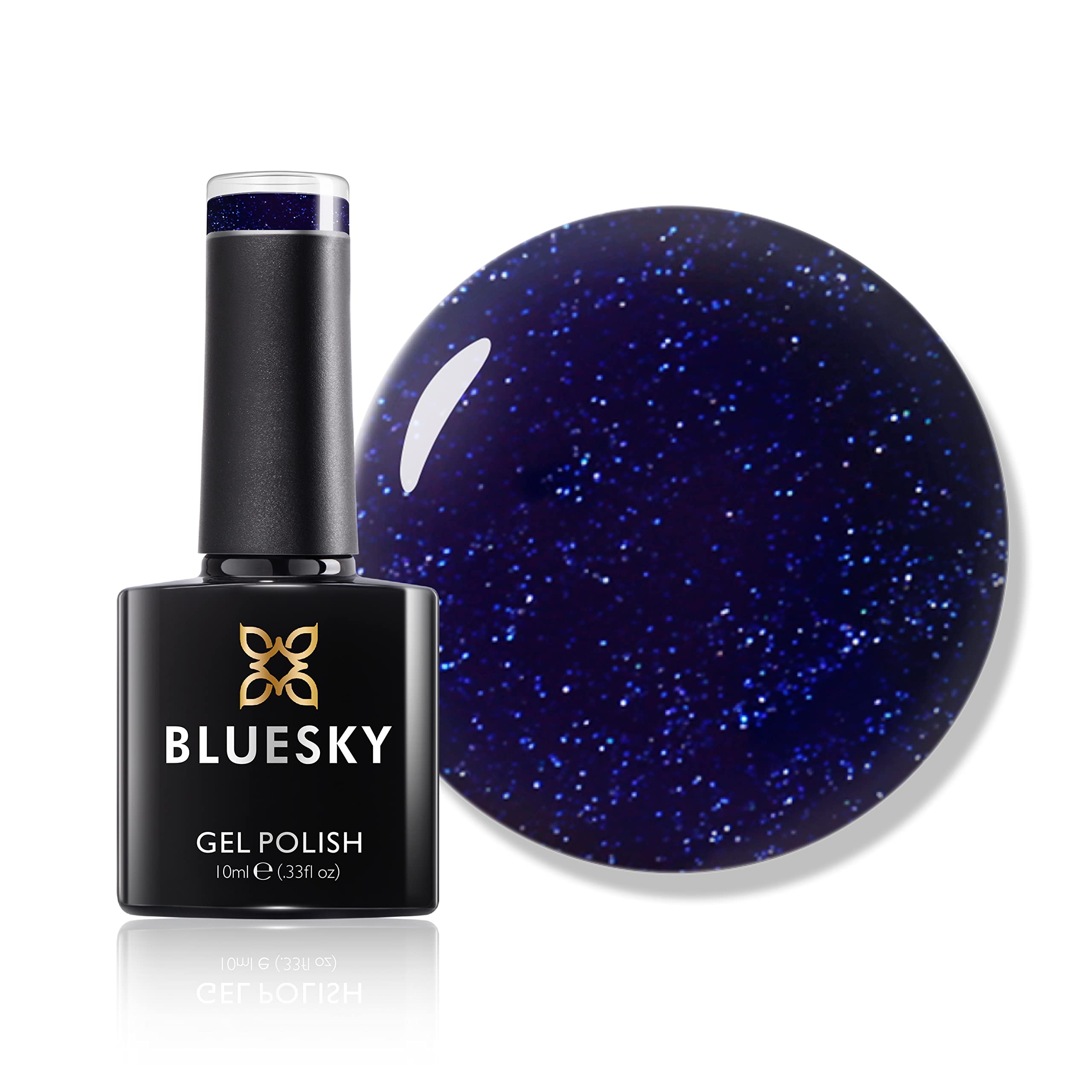 Bluesky Gel Nail Polish, Caring, Aw19, Blue Glitter, Long Lasting, Chip Resistant, 10 ml (Requires Drying Under UV LED Lamp)
