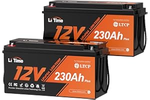 LiTime 2 Pack 12V 230Ah Low-Temp Protection LiFePO4 Battery Built-in 200A BMS, Max 2944Wh Energy, Lithium Iron Phosphate Battery Perfect for Solar System, RV, Camping, Boat, Home Energy Storage