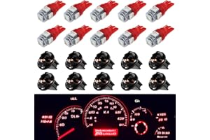 Winetis Pure Red 194 T10 W5W LED Bulbs Light with PC195 PC194 PC168 Twist Lock Socket 168 Panel Gauge Instrument Cluster Dash