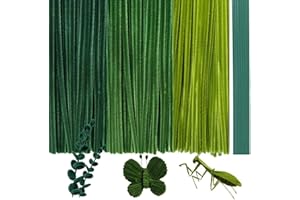 AHAMETON 300Pieces Green Pipe Cleaners with 20Pieces Flower Stems, Pipe Cleaner Crafts for DIY Art and Craft Projects Creative Gift Party Decorations, Chenille Stems