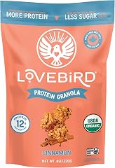 Lovebird Gluten Free Granola - Organic Protein Granola - 7 Real Ingredients - No Refined Sugar & Healthy Cinnamon Mix for Hig