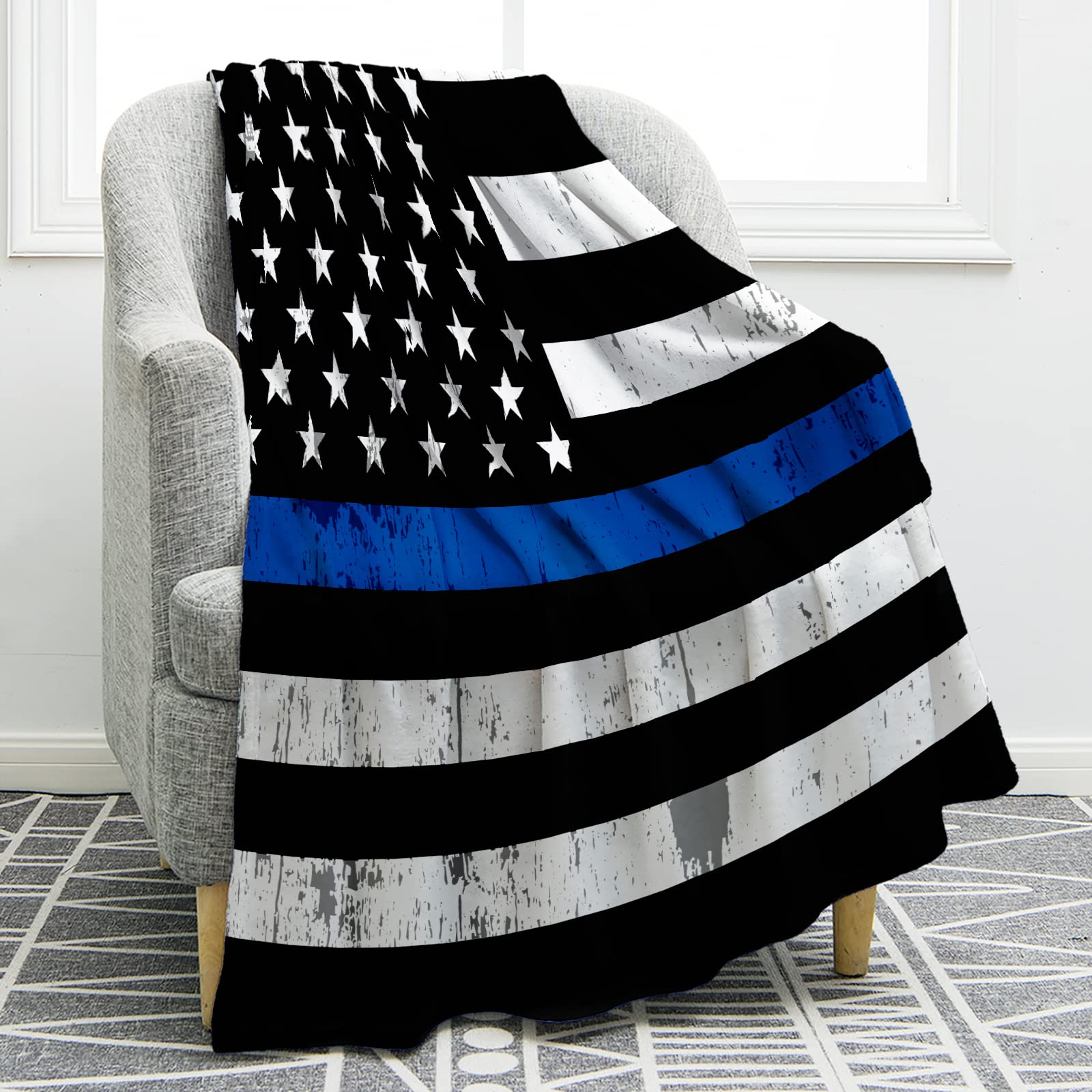 Jekeno Blue Line Police Blanket United States