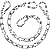 2 Pack Hanging Swing Chain with 4 Carabiners 25in, 660LB Capacity Heavy Duty Hammock Hardware Kit for Punching Bags, Swing Chairs, Indoor & Outdoor Gym (Silver)