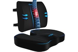 CushZone Seat Cushion, Lumbar Support Pillow with Adjustable Strap-Chair Cushions for Sciatica Pain Relief-with Washable Cover for Car, Travel and Wheelchair, Black, X-Large