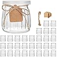 Encheng 7 oz Glass Yogurt Jars With Lids - 30 Pack, Dishwasher Safe, Clear Glass, Perfect for Milk, Jams, Jelly, Mousse