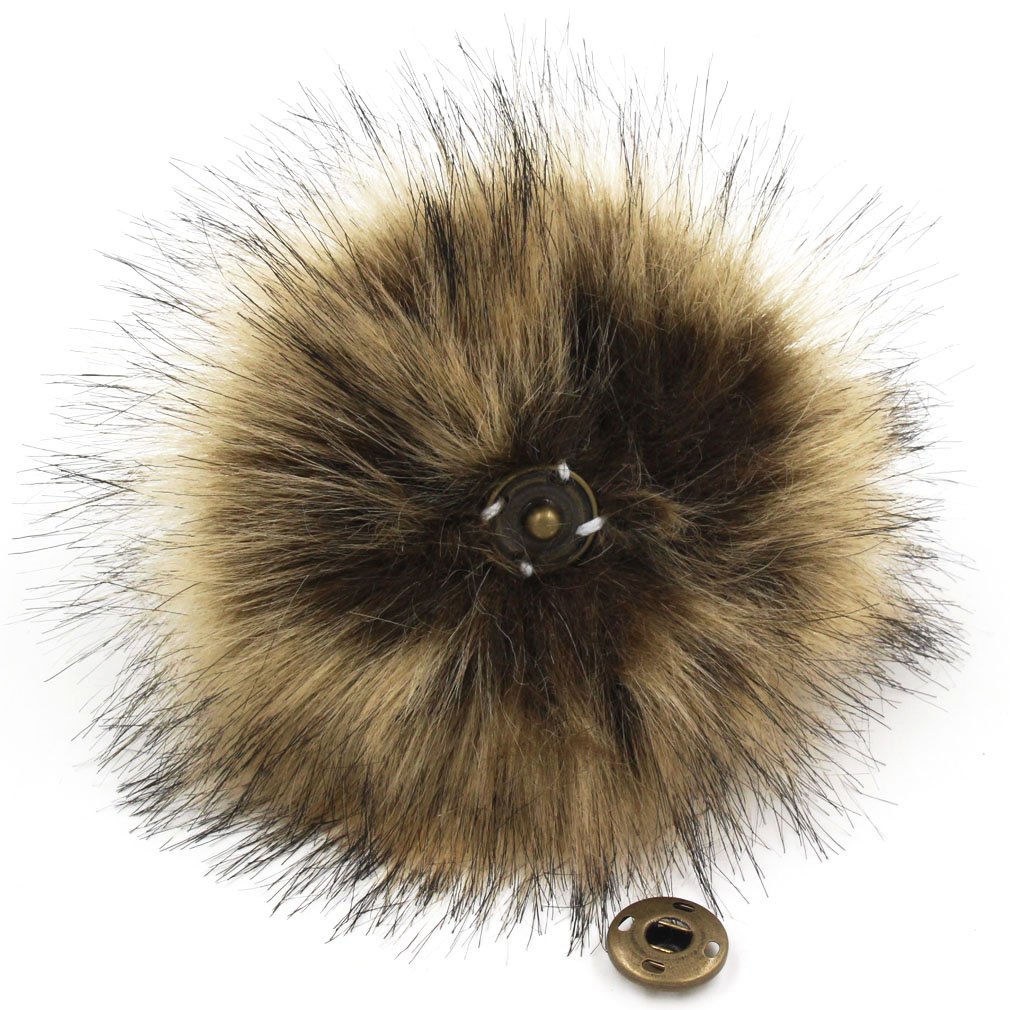 DIY 12pcs Faux Fox Fur Fluffy Pompom Ball for Knitting Hats,Bags,Keychains,Shoes,11cm(4.3") (Brown)