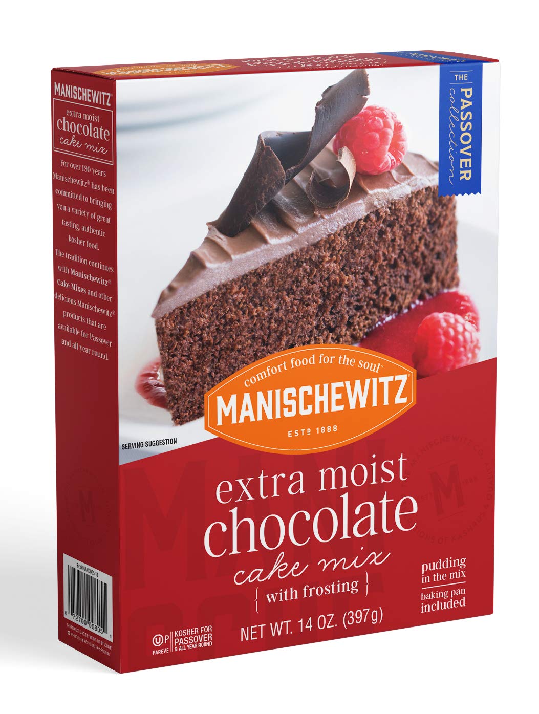 Manischewitz Extra Moist Cake Mix With Frosting 14oz (2 Pack), Kosher for Passover, Pan included, Pudding in the Mix