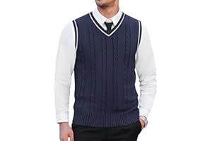 COOFANDY Men's Sweater Vest V Neck Slim Fit Casual Sleeveless Twisted Knitted Pullover Sweater