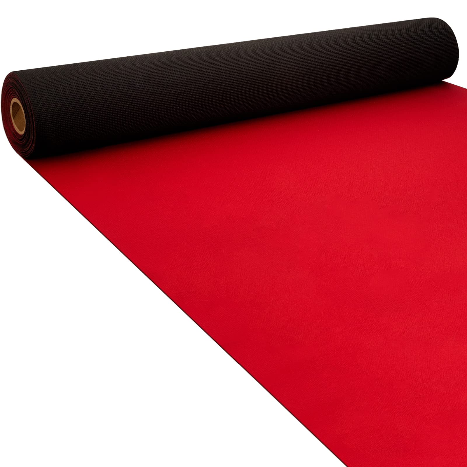 Photo 1 of Boao 10 x 2.3 ft Neoprene Carpet Runner Reusable Plastic Floor Runner Non Slip Rubber Backed Rugs for Hallway Aisle Carpet Roll for Wedding Party Decor Prom Business Outdoor(Red)