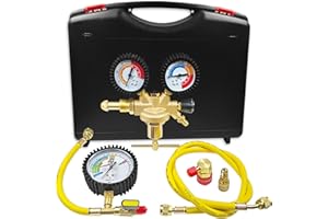 Pidnsrozo 53010 Automotive/HVAC Pressure Tester Kit, Pressure Testing Tools, Includes 53001 Nitrogen Pressure Regulator, Leak Testing Adapter 53042, Charging Hose, R134a Adapter, R410A Adapter