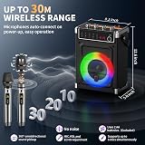 JYX Karaoke Machine with 2 Wireless Mics Bluetooth Speaker Bass Treble Echo LED view 5