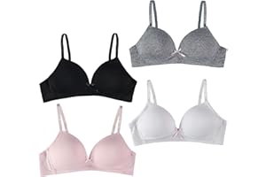 Rene Rofe Girls' Wireless Molded Bras with Adjustable Straps (4 Pack)