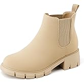 Athlefit Girls Ankle Boots Kids Comfortable Slip on Lug Sole Chelsea Booties for Toddler Little Kid Big Kids