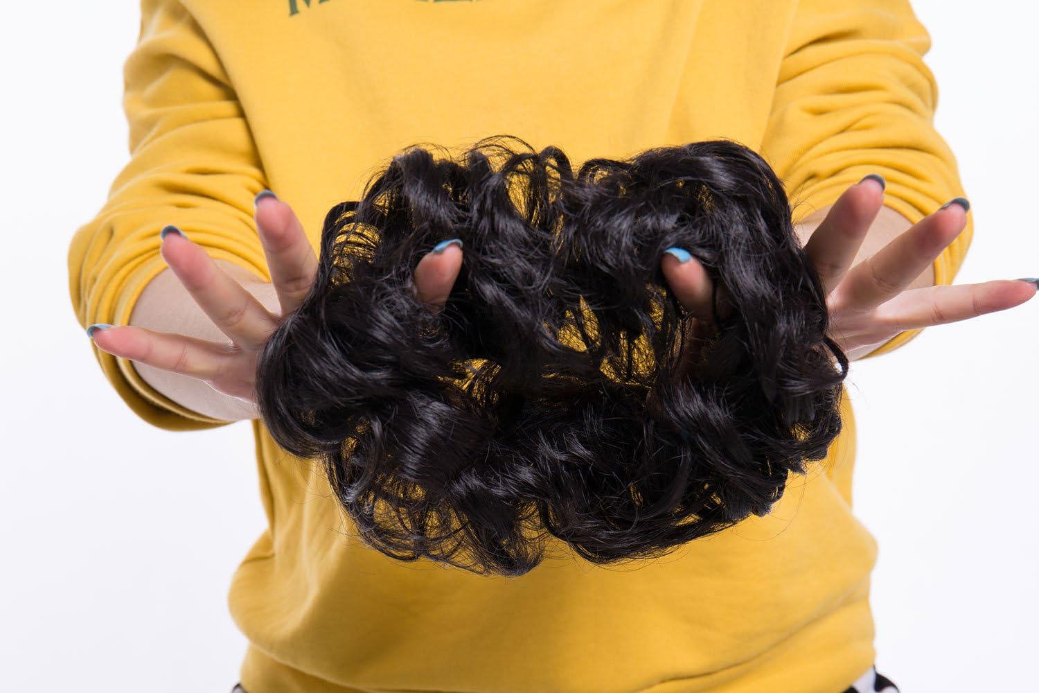 Real Fashion Hair Extensions Hairpiece Hair Rubber Scrunchie Scrunchy Updos VOLUMINOUS Curly Messy Bun Dark Brown - Image 4