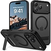 Telaso Case for iPhone 17 Pro Max, Compatible with Magsafe with Invisible Kickstand, Translucent Matte Back TPU Bumper Military Grade Protective Magnetic iPhone 17 Pro Max Phone Case, Black