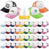 Hercicy 40/60 Pack Kids Trucker Hat Bulk, Sublimation Blank Baseball Caps for Boys Girls Plain Mesh Adjustable DIY Hats