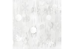 Snowflake-Snow White-Silver Christmas Party-Decoration Garland - 52Ft Winter Wonderland Frozen Hanging Paper Streamers,Birthday New Year Supplies Decor Lasting Surprise