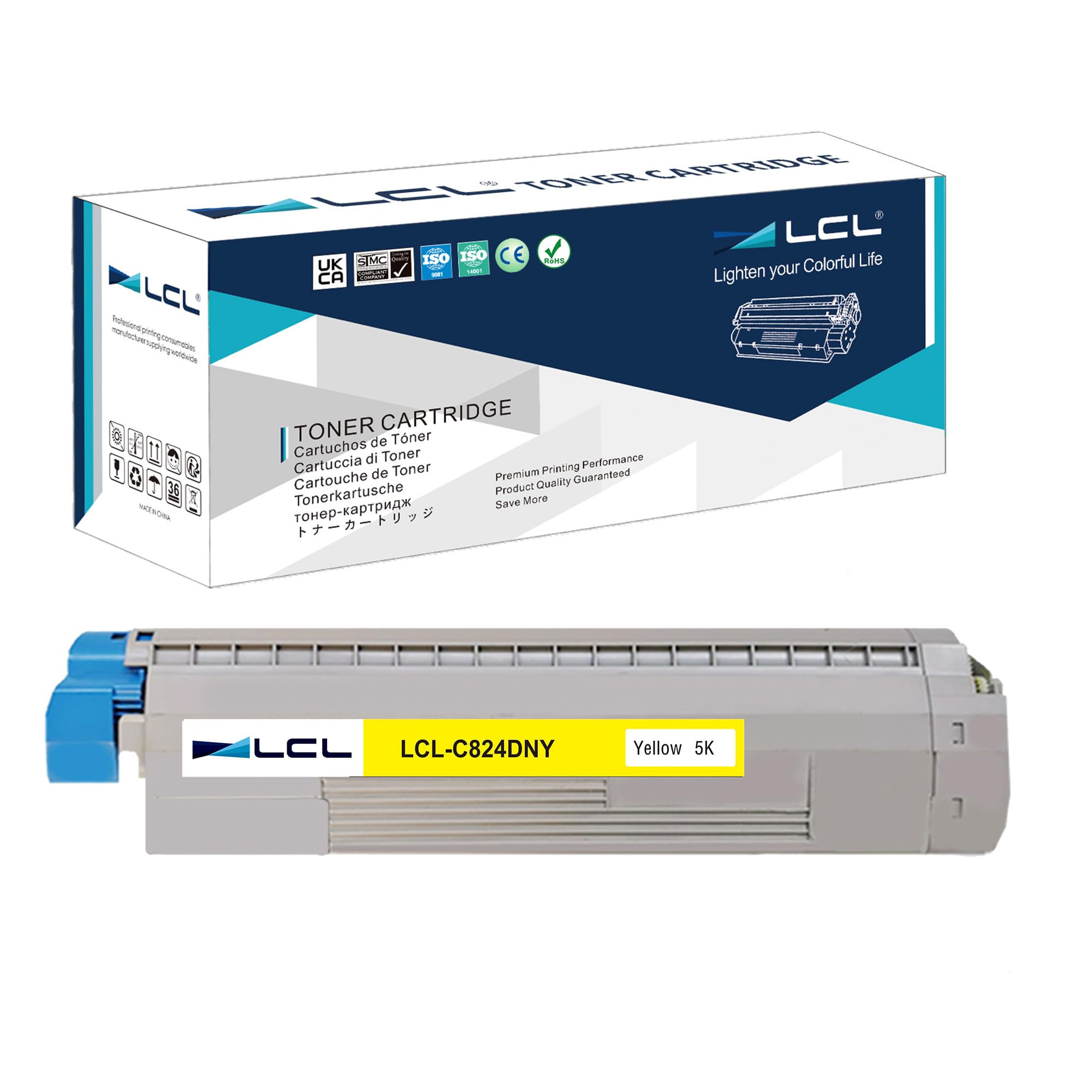 LCL Remanufactured Toner Cartridge C824 C834 C844 C824n C824dn C834dnw C834nw C844dnw 47095701 (1 Yellow) Replacement for OKI C824dn C824n C834dnw C834nw C844dnw