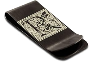 FLAMEREFLECTION Stainless Steel Money Clip For Men Dad Boy Friend Father Floral Initial Letter Box Monogram Wallet Cash Card Holder