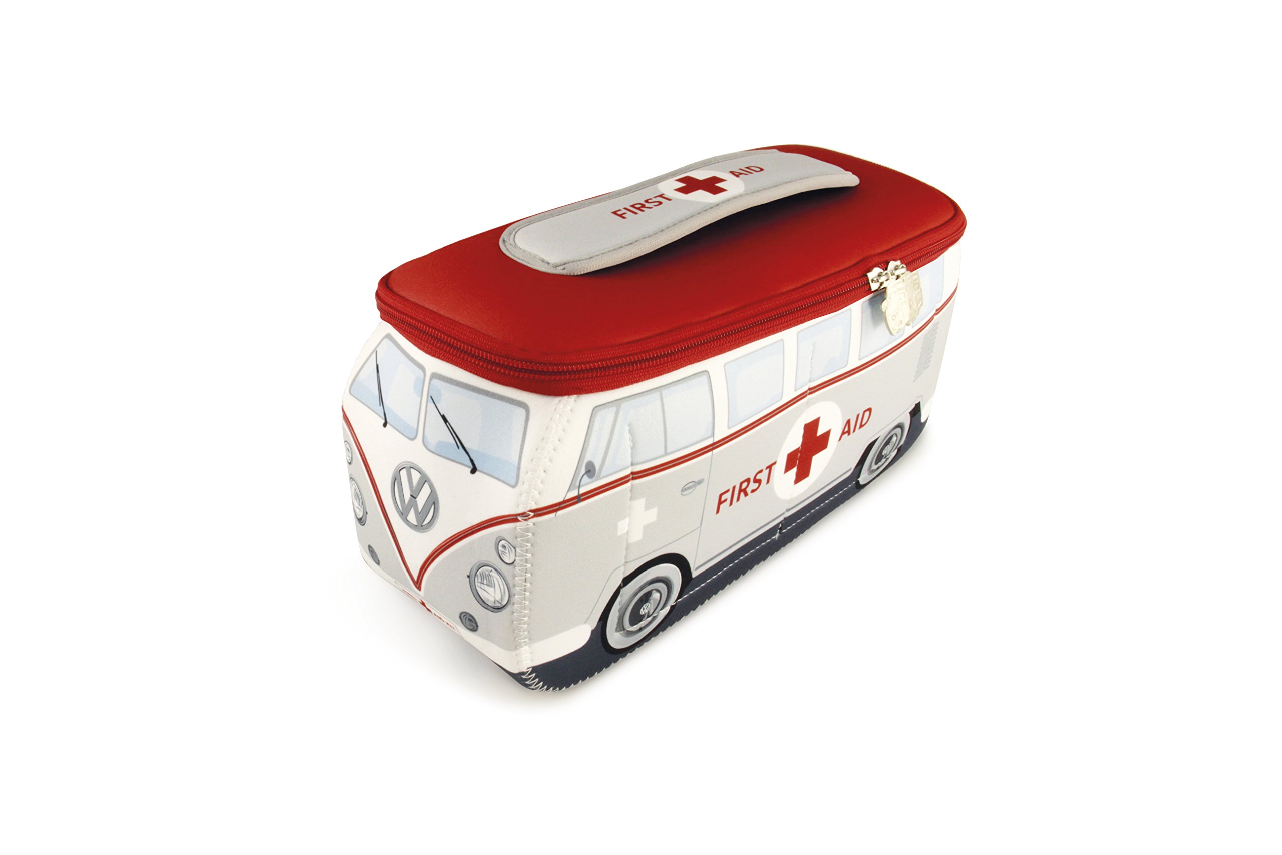 BRISA VW Collection - Volkswagen Neoprene Universal Makeup Cosmetics Toiletry Travel Pharmacy Bag in T1 Bus Design (First Aid/Gray/Small)