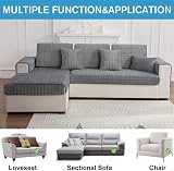 LINGKY Soft Flannel Sofa Covers 110x240cm Grey Non Slip 1 2 3 Seater view 2