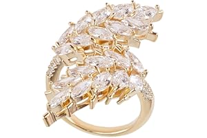 Gleamique Gold Adjustable Ring, CZ Sterling Silver Butterfly Rings for Women or 18k Gold Plated Stackable Rings - Cool Cute Rings, includes: Butterfly | Pink Floral | Spiral Leaf Rings Gift for Wife, Mother, Daughter, Women