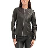 Bigardini Women's Genuine Lambskin Leather Jacket - Collarless Italian Leather Jacket
