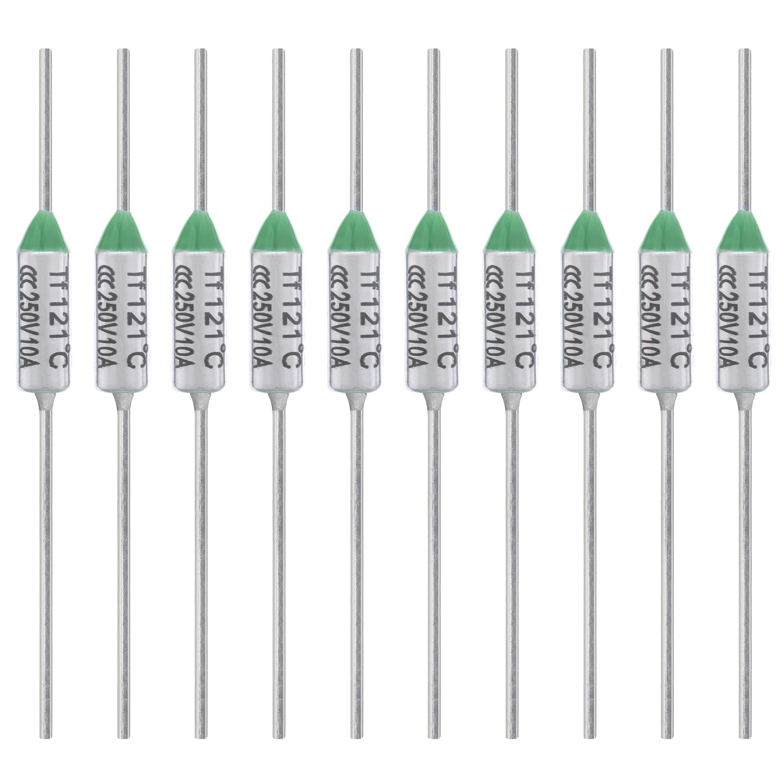 ALLECIN 10PCS Thermal Fuse 121 Degrees Celsius 10A 250V AEC121E Temperature Fuses Cutoffs 10Amp 250Volt 121℃ Fusible