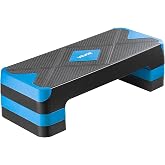 VEVOR Aerobic Exercise Step Platform, 28-Inch Workout Aerobic Stepper, Height Adjustable Fitness Training Step Deck Trainer with 4 Risers, Non-Slip Surface Bench for Home Gym Cardio Strength