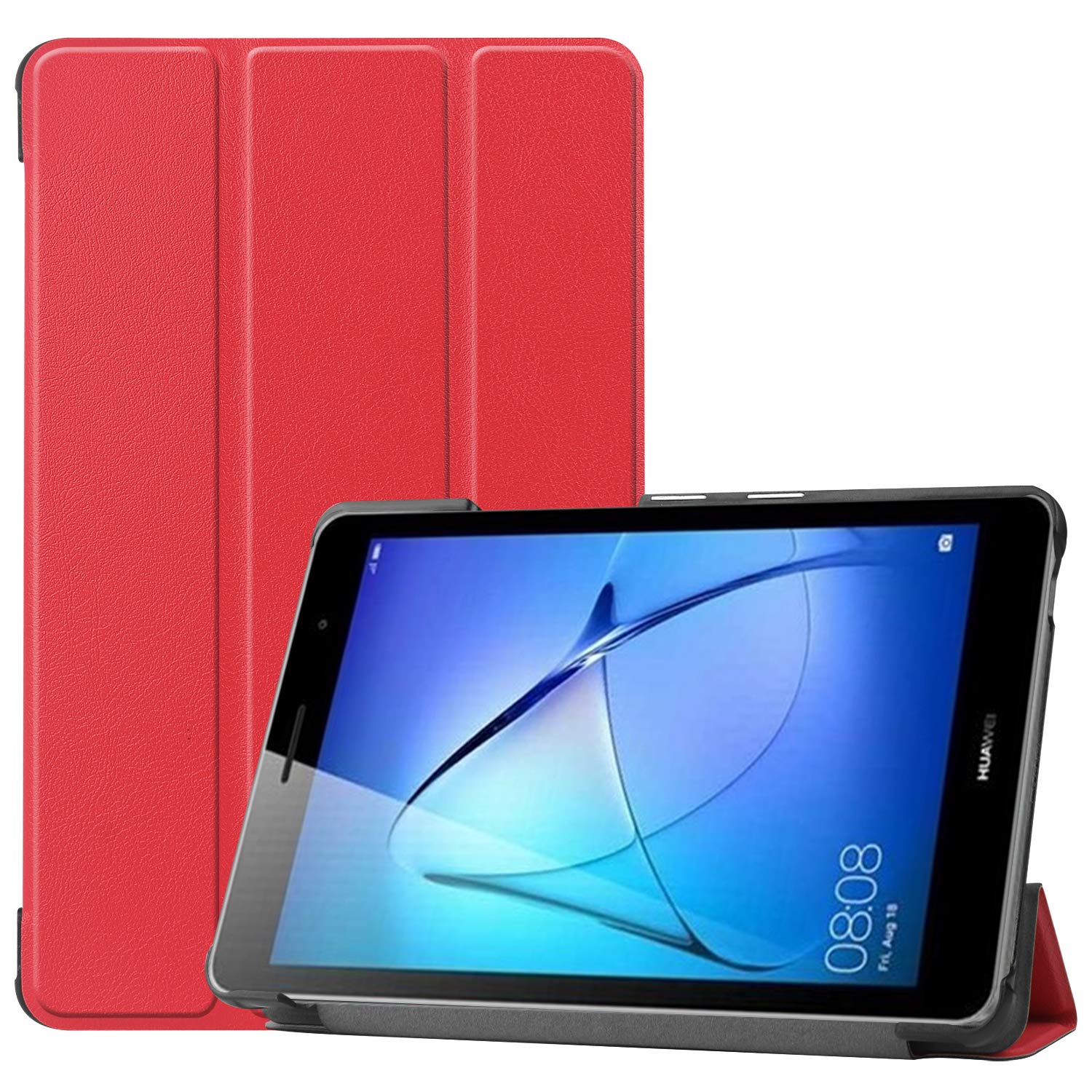 YGoal Case For Huawei MatePad T8 8.0, Premium PU leather Stand with Multi-angle Slim Folio Case Cover for Huawei MatePad T8 8 inch Tablet, Red