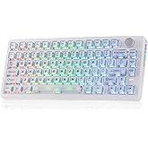 EPOMAKER HE75 V2 Hall Effect Gaming Keyboard, 8K Polling &amp; 0.1ms, 8000mAh | 2.4Ghz/BT, Hot Swap Key &amp; Knob, 0.005mm Adjustable Actuation, Rapid Triggering, Creamy &amp; Thocky (White)