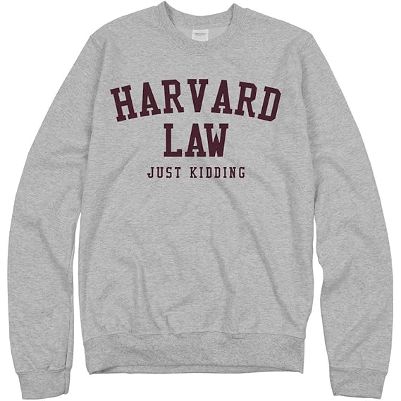 harvard law just kidding hoodie