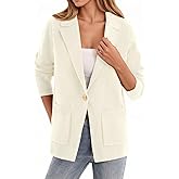 Fisoew Womens Casual Sweater Blazers Open Front Long Sleeve Work Office Suit Knit Jackets Blazer