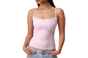 Starrylion Padded Lace Cami Top Double Lined Sexy Tank Top Spaghetti Strap Club Party Shirt