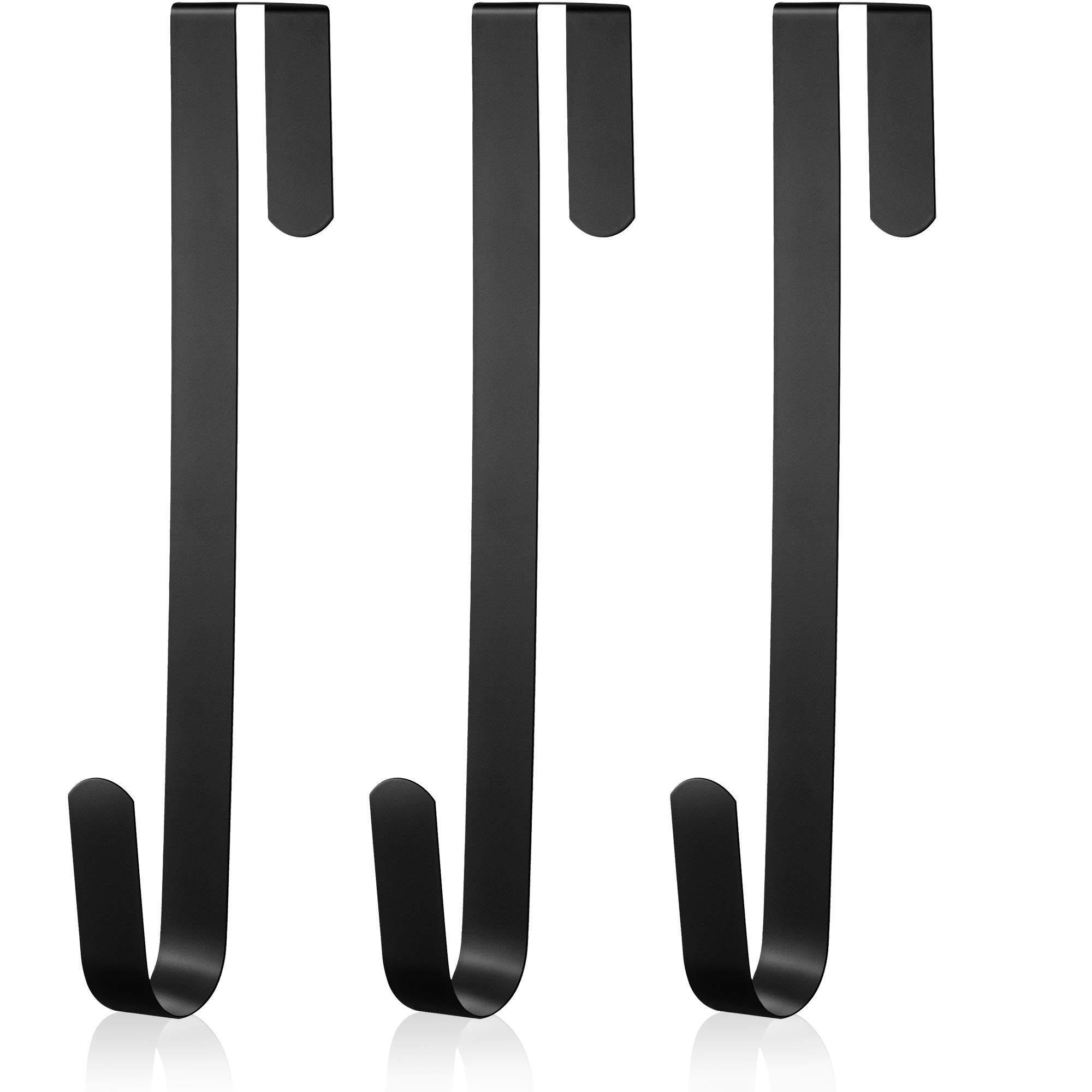 ZHEHAO 3 Pieces Christmas Decor Metal Wreath Hangers Over The Door Light Handy Wreath Hanger Hanging Hook (14 Inch, Black)