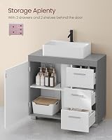 VASAGLE Under Sink Bathroom Cabinet 3 Drawers 2 Compartments Cloud White Dove view 4