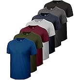 BOOJO 7 Pack Workout Shirts for Men - Quick Dry Moisture Wicking T-Shirts Short Sleeve Tees for Gym Running Athletic Sport