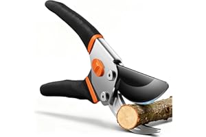 VOTREK Bypass Pruning Shears for Gardening, 8.5" Professional Hand Pruners, Garden Clippers Heavy Duty Pruning Scissors for Trimming Plant Flower Branch, 【SK5 Steel Blade】【Ergonomic】【Built-in Spring】