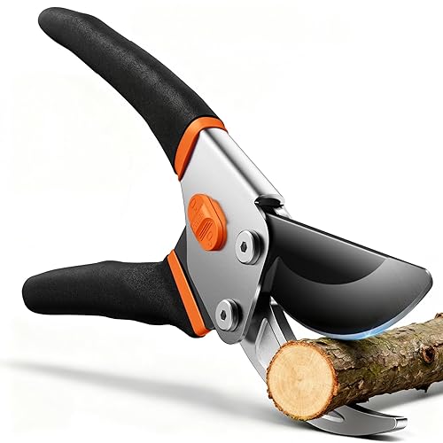 VOTREK Bypass Garden Secateurs, 8.5" Professional Pruning Shears, Heavy Duty Hand Pruners Gardening Scissor for Fresh Branch Plant Flower, 【SK5 Steel Blade】【Ergonomic Handle】【Built-in Spring】, VT-C800