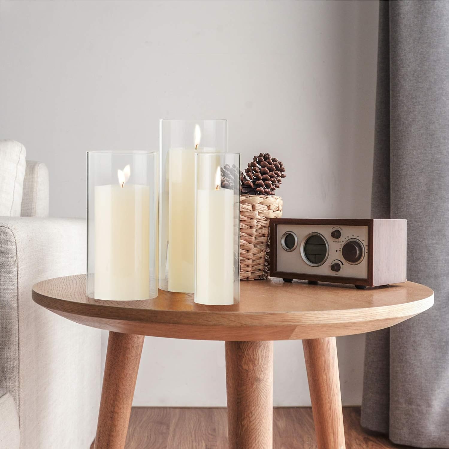 WGVI Clear Hurricane Candleholder,Glass Chimney for Candle Open Ended, Chimney Tube of Sizes in Various for Choice, 4" Wide x 8" Tall: Kitchen & Dining