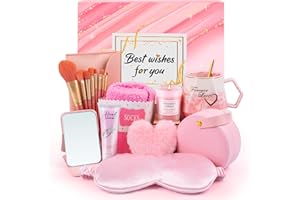 RIYA Christmas Gift Baskets for Women Pink Self Care Package, Unique Get Well Gifts Set for Birthday Holiday Valentine’s Day Anniversary, Gift Box for Her Wife Girlfriend Sister Mom Best Friend Teen Girl