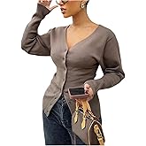RoseSeek Women's Plus Size Button Down Cardigan V Neck Long Sleeve Elegant Sweaters Outerwear